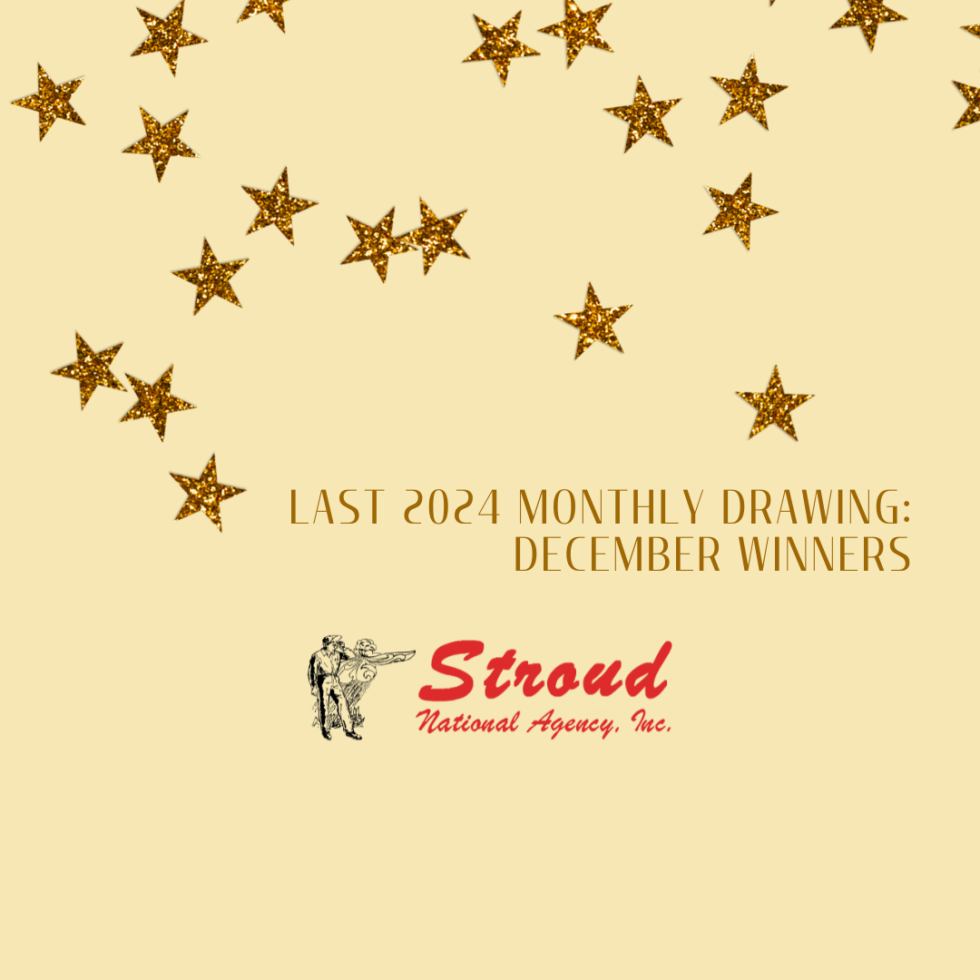 Last 2024 Monthly Drawing: December Winners; Stroud National Agency, Inc. A drawing for agents contracted with Farm and Ranch Insurance MGA Stroud National Agency, Inc., whose service area includes Texas, Kansas, Nebraska, and 15 other states in the midwestern, southwestern, and western United States.