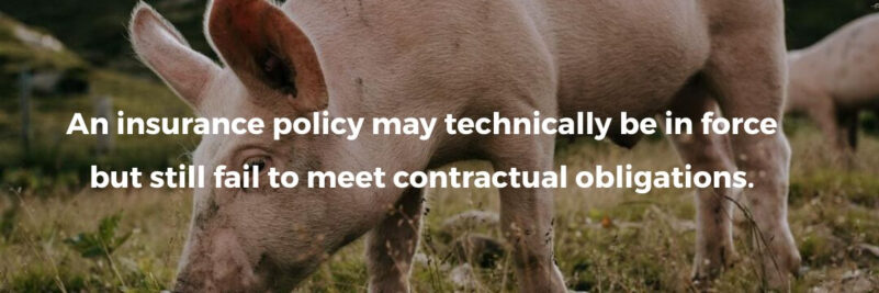 A hog farm insurance policy may technically be in force but still fail to meet contractual obligations